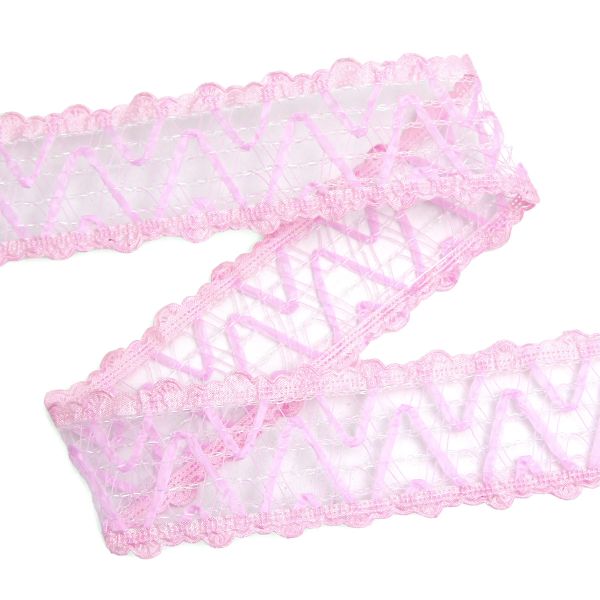 Тесьма отделочная ажурная 38 мм, 25 м, (03 розовый)