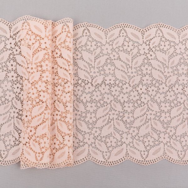 Кружево бельевое эластичное 220 мм / 3±0.2 метра, Турция, слоновая кость(пудра), Blitz