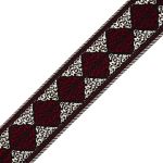 Лента (тесьма) жаккардовая 33.0 мм / 7 метров, бордо/серебро, (11824)