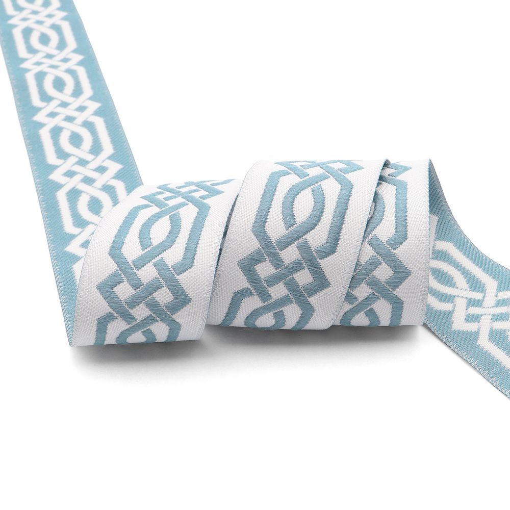 Лента (тесьма) жаккардовая 35.0 мм / 10±0.5 метров, бордюр Кельтский орнамент 35272 V5 джинс