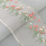 Кружево на сетке широкое 180 мм / 15 ±1 м, Турция, коралловый, Gamma GCKM-180-03S