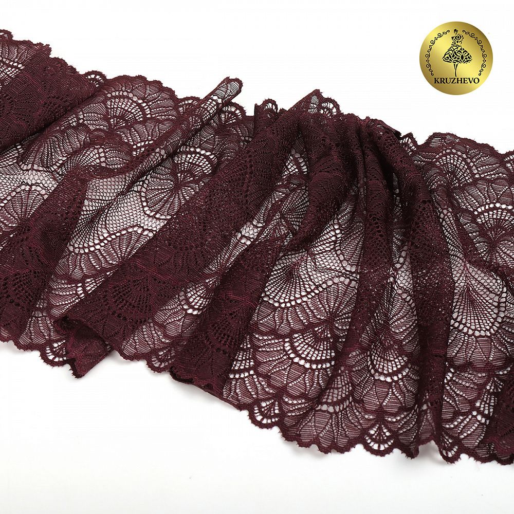 Кружево бельевое эластичное 195 мм / 3 м, 8034 цв.L076 сливовое вино, Kruzhevo
