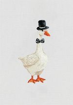 Набор для вышивания нитками Panna Живая картина JK-2317, Гусь в цилиндре, 4х7.5 см