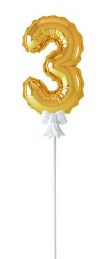 Шар самодув Цифра, 5 шт, 3, золотая, Boomzee FBZ-03