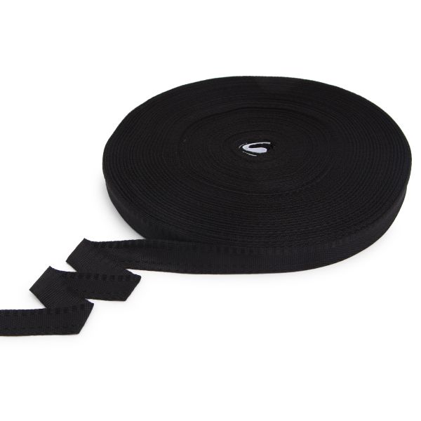 Тесьма брючная односторонняя 16 мм, 50 м, 2.9 г/м, черный