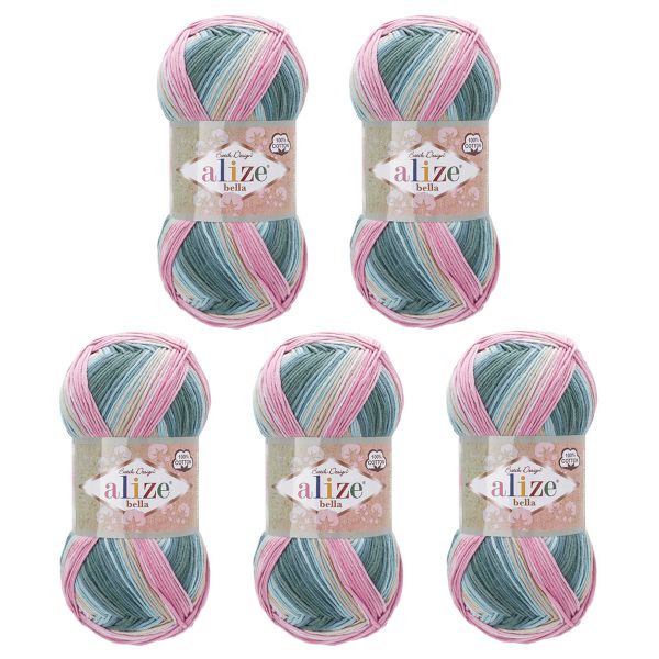 Пряжа Alize (Ализе) Bella Batik 100 / уп.5 мот. по 100г, 360м, 2970 секционный