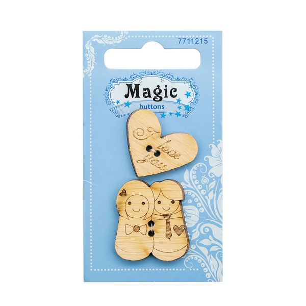 Украшения декоративные пуговицы Любовь, 2 шт, Magic Buttons BBL012-MX-P