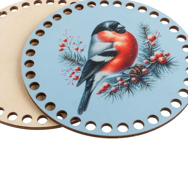 Набор донышек для вязания Матовый фанера ⌀15х0.4 см, 2 шт, 08 Снегирь, Love2art ДВ-02