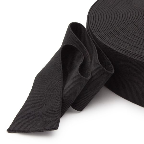 Резинка поясная 60.0 мм / 25 метров, тканая, 58 г/м, эластичность 155%, нейлон/лайкра, черный