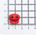 Фиксатор (зажим) для шнура пластик 2 отв., ⌀4.0 мм, 14х17 мм, овал малый ПП, ярко-красный, 100 шт