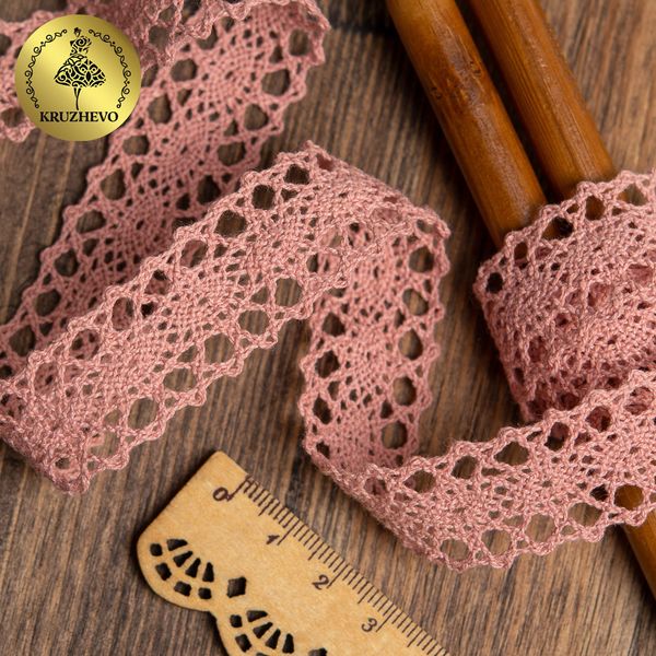 Кружево вязаное (тесьма) 20 мм / 10 метров, 6307-1 цв.32 розовый, 10 м, Kruzhevo