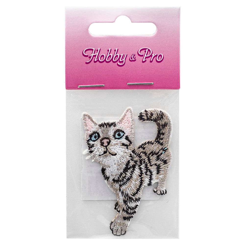 Термоаппликация "Серо-черный котенок", 4.5х6.3см