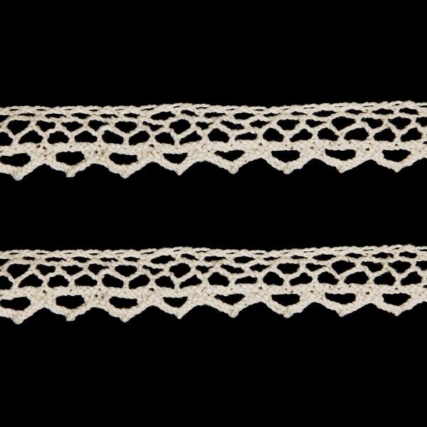 Кружево вязаное (тесьма) хлопковое 10 мм / 9.14 метров, бежевый