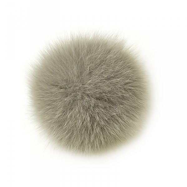 Помпон из натурального меха 100 мм, песец, PNP024, серый