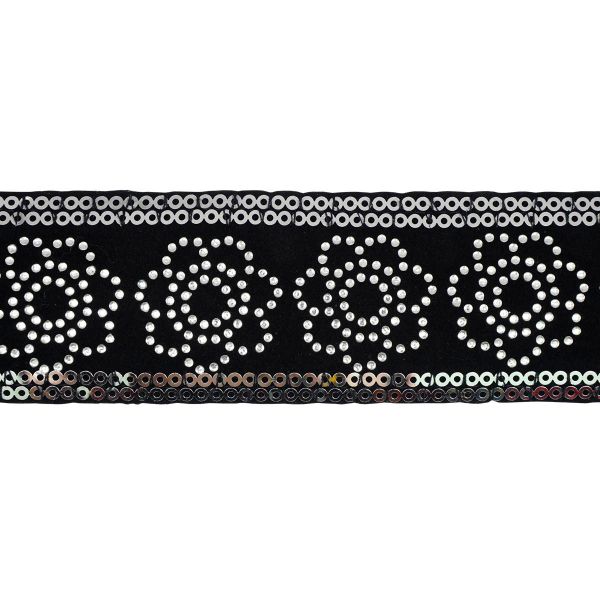 Тесьма отделочная с пайетками и стразами, 4,3см / 10м, 0402-7741