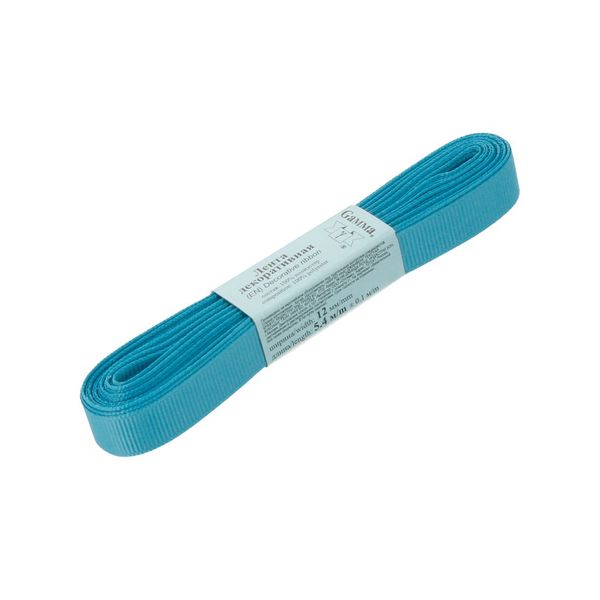 Лента репсовая нарезка 12.0 мм / 10 шт по 5.4 метра, 092 бирюза, Gamma GR-12