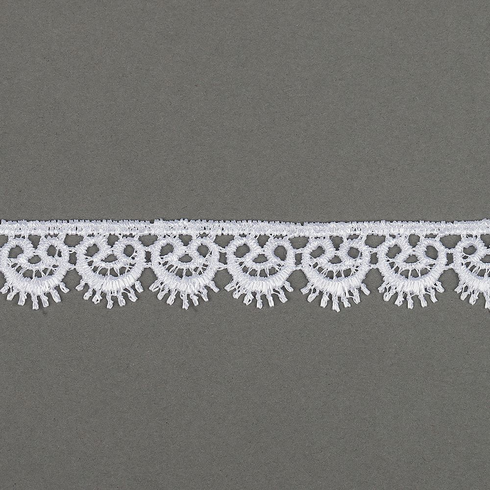 Кружево гипюр (плетёное) 16 мм диз.1063 цв.01 белый, уп.9м, Kruzhevo