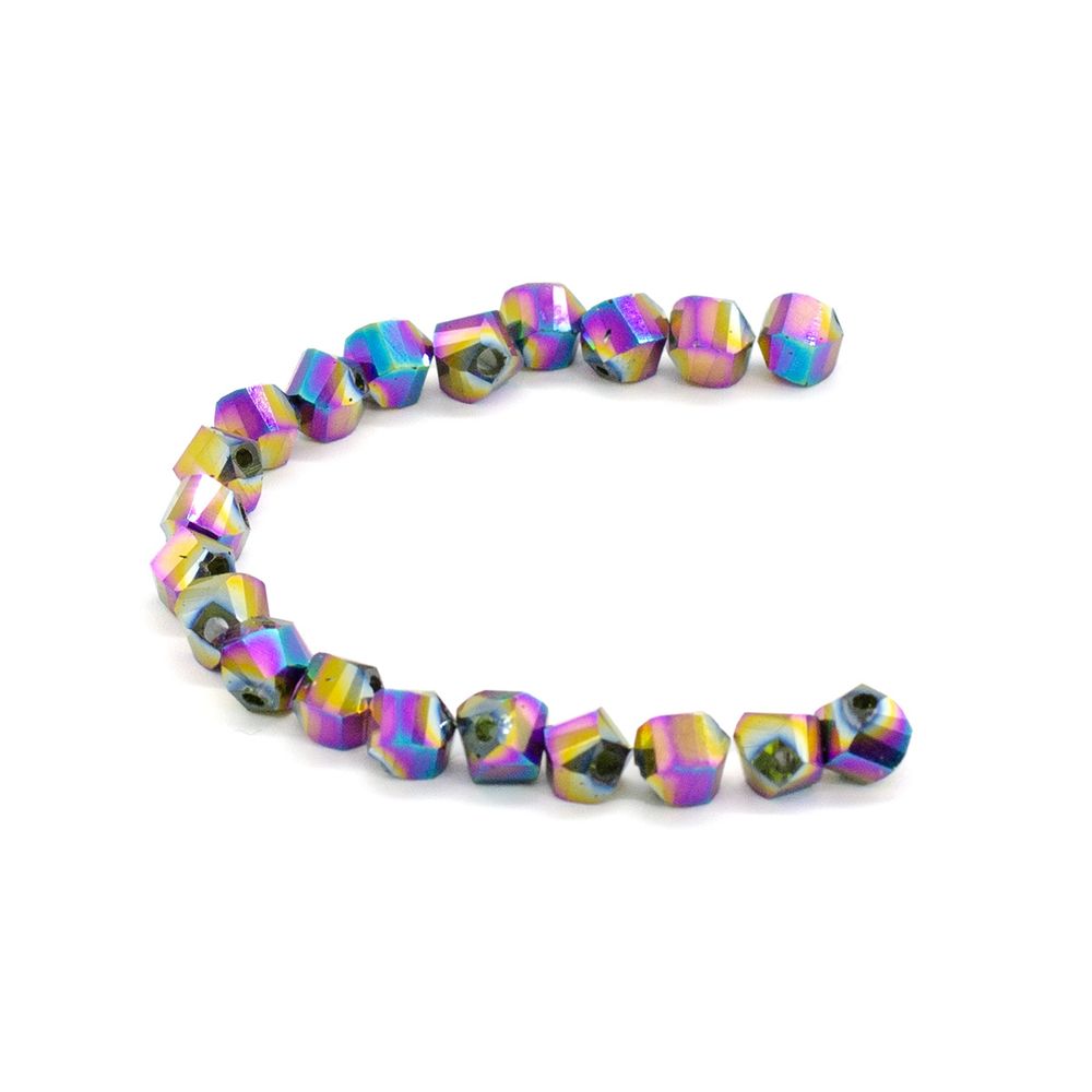 Бусины стекло ⌀6 мм, 20 шт, Астра Premium, 5-радужный