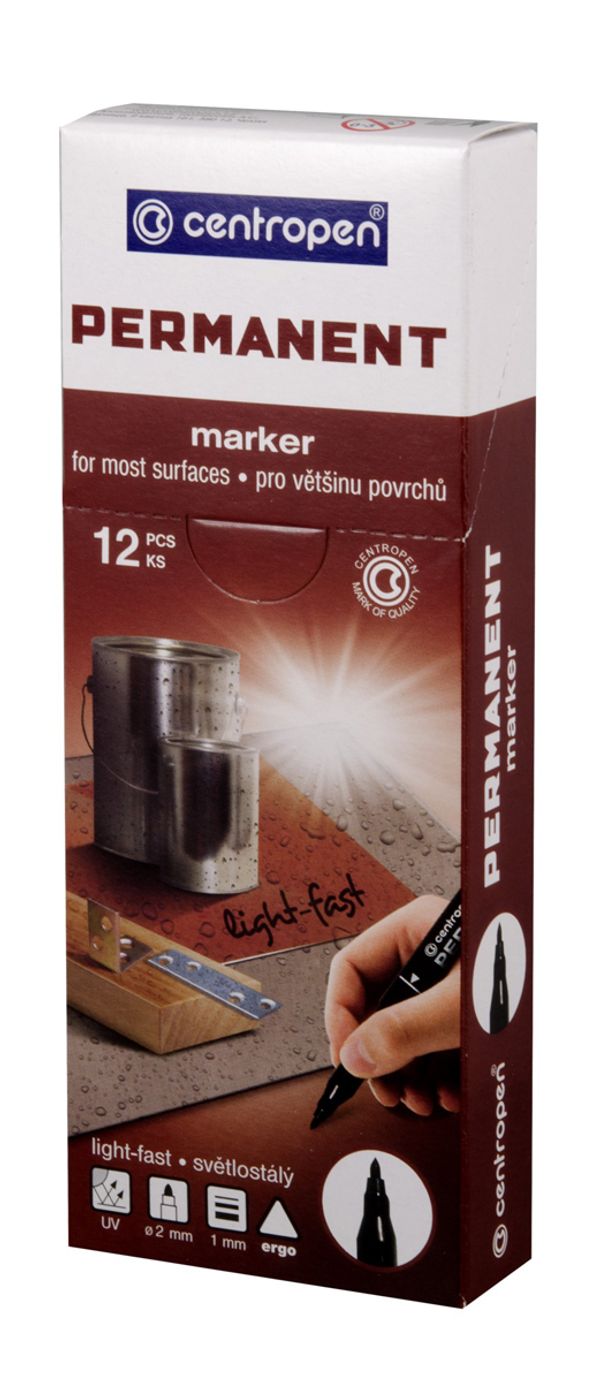 Маркер PERMANENT 2536/1 1 мм, 12 шт, 2536/1 черный, Centropen 2536/1