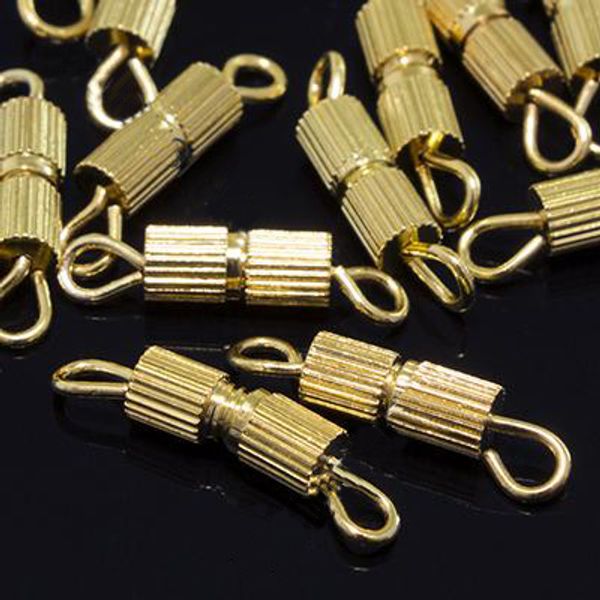 Замок винтовой для бус арт.MH.11191-1 цв.золото 8х3мм уп.50 шт
