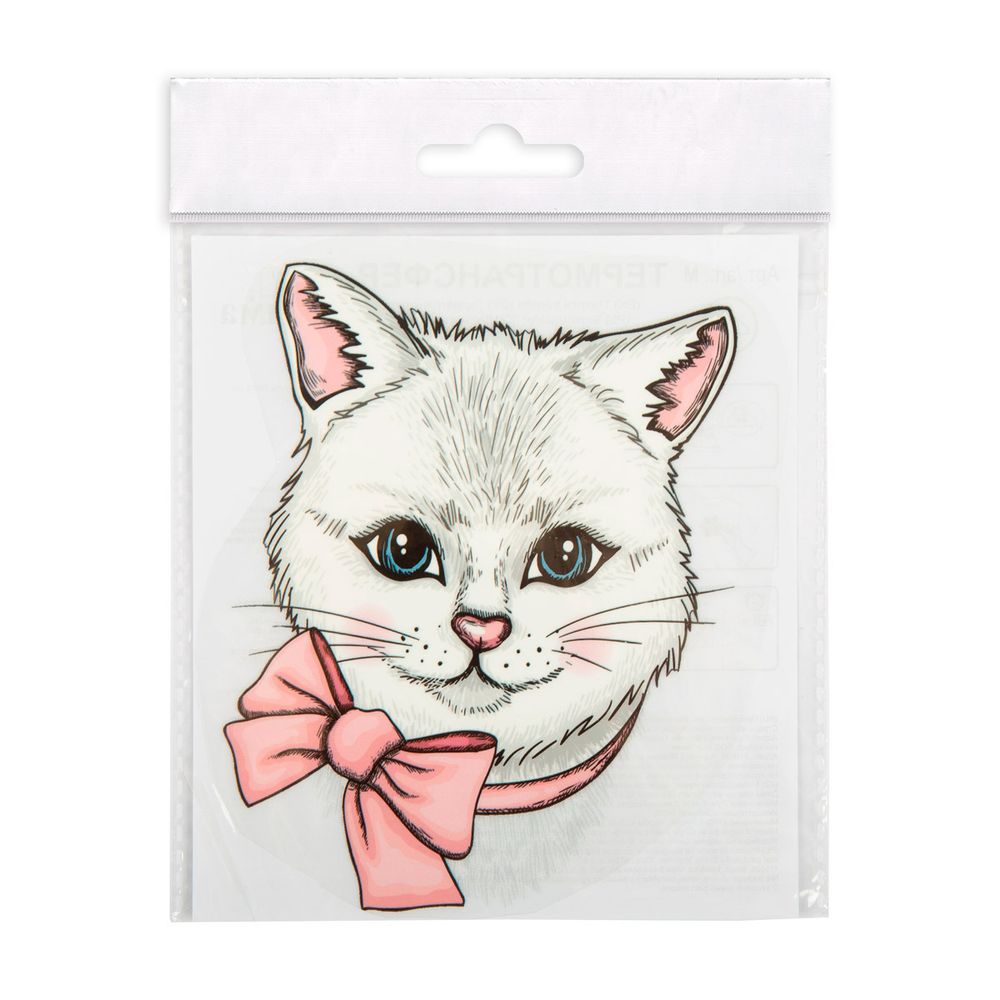 Термотрансфер M №01, 1 шт, M-017 кошка с бантиком 10.7х14 см, Gamma "M" №01