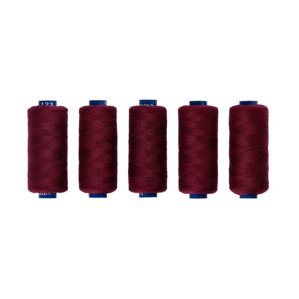 Нитки швейные бытовые Gamma 40/2, 365 м / 5 кат, №123 т.бордовый