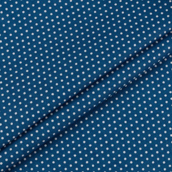Ткань для пэчворка Peppy Бабушкин сундучок, рулон 112 см / 5 метров, БС-35 кр.горох я.синий, Peppy