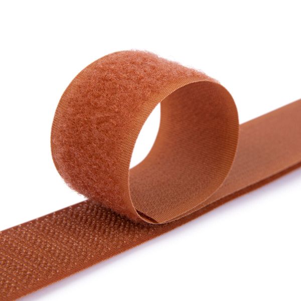 Лента контактная липучка (велкро) пришивная 25 мм / 25 метров, 044 коричневый, Gamma LG-25, ПАРА (крючок+петля), качество 