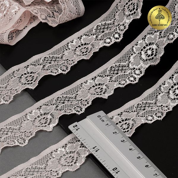 Кружево эластичное (стрейч) 30 мм, L839, цв.168/S185 серебристый пион уп.28м, Kruzhevo