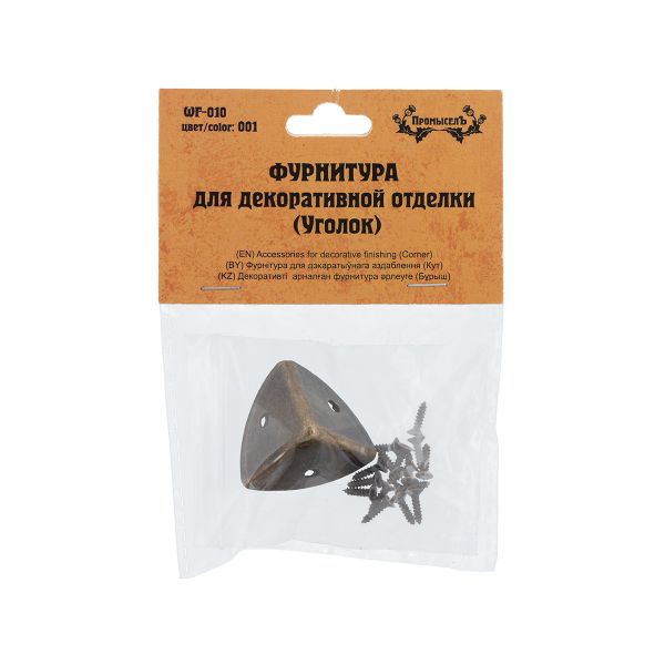 Уголок для шкатулок 2.5х2.5 см, 1 шт, 01 бронза, Промысел WF-010