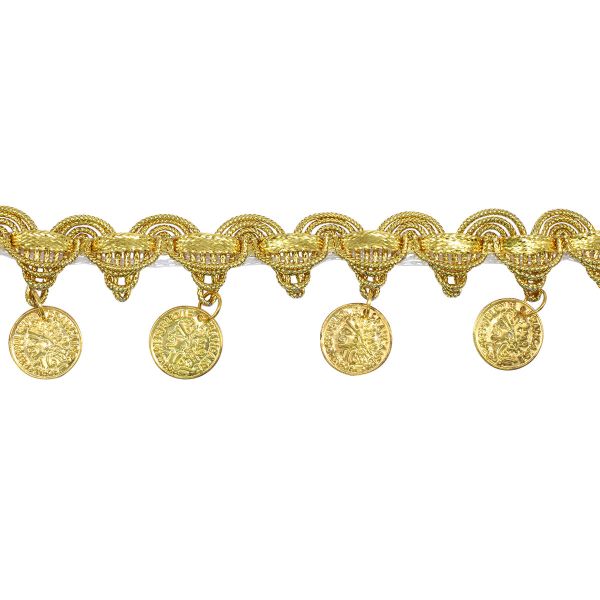 Тесьма металлизированная с монистами 1,5см, 9,14м (золото)