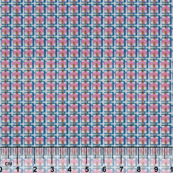 Ткань для пэчворка Peppy Бабушкин сундучок, рулон 112 см / 5 метров, БС-33 клетка яр.синий/розовый, Peppy