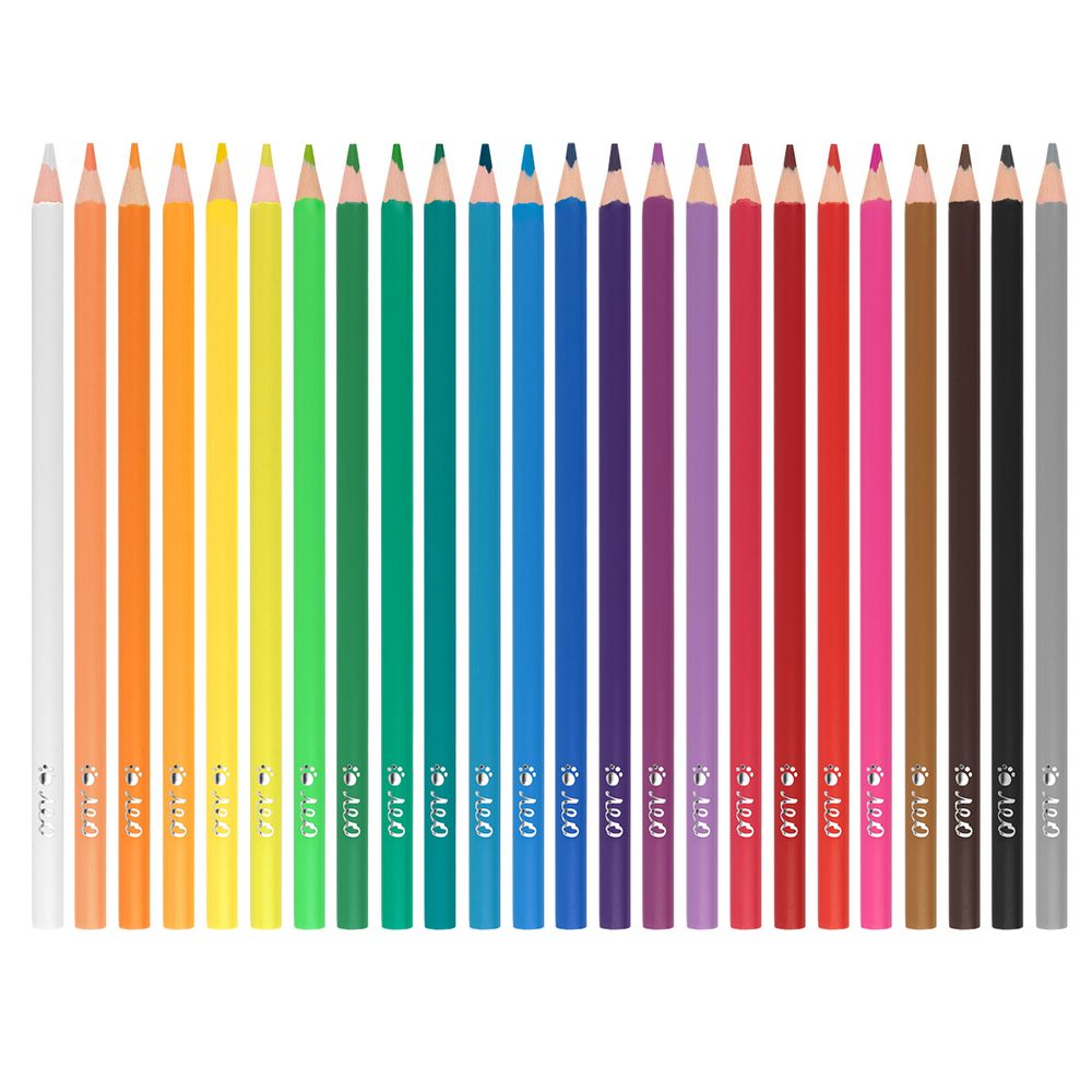 Карандаш цветной пластиковый трехгранный заточенный 24 цв, Лео LPPCP-24