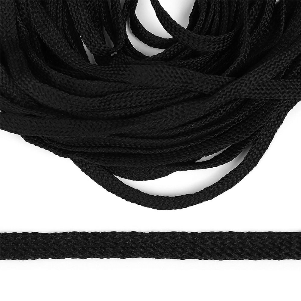 Шнур полиэфир плоский 12.0 мм / 100 метров, турецкое плетение черный