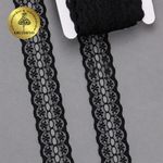 Кружево отделочное в стиле "трикотаж" 28 мм, диз. 925, цв.10 черный, уп. 27,4 м