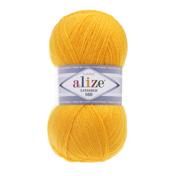 Пряжа Alize (Ализе) Lana Gold 800 / уп.5 мот. по 100 г, 730м, 216 желтый А