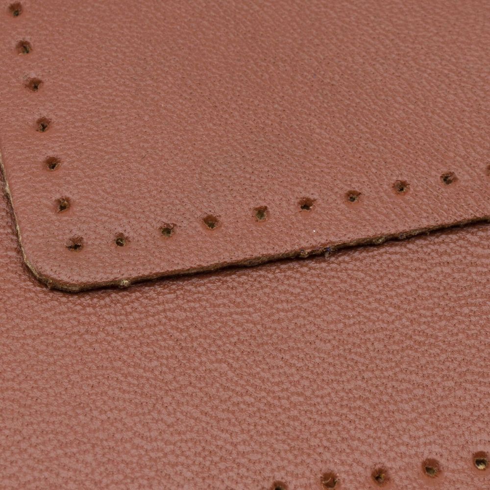 Заплатки пришивные из кожи, прямоугольник 6х9,6см с перфорацией, 2 шт, 100% кожа, 02 светло-коричневый, 9113