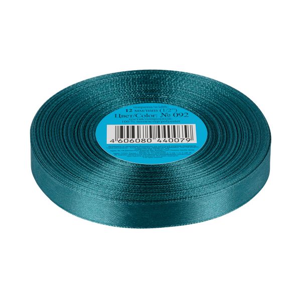 Лента атласная 1-сторонняя 12.0 мм / 33±2 метра, 092 т-зеленый, Gamma