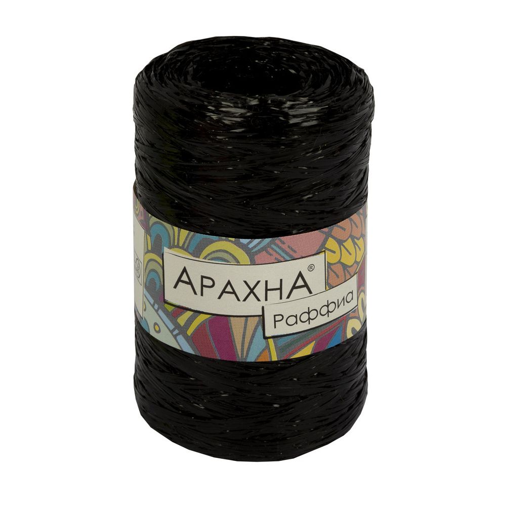 Пряжа Arachna Raffia / уп.5 мот. по 50г, 200м, 02 черный