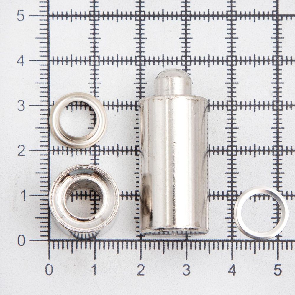 Люверсы металл ⌀_8.0 мм (внутр.) с инструментом для установки, никель, 200 комплектов, Hobby&Pro, 530710