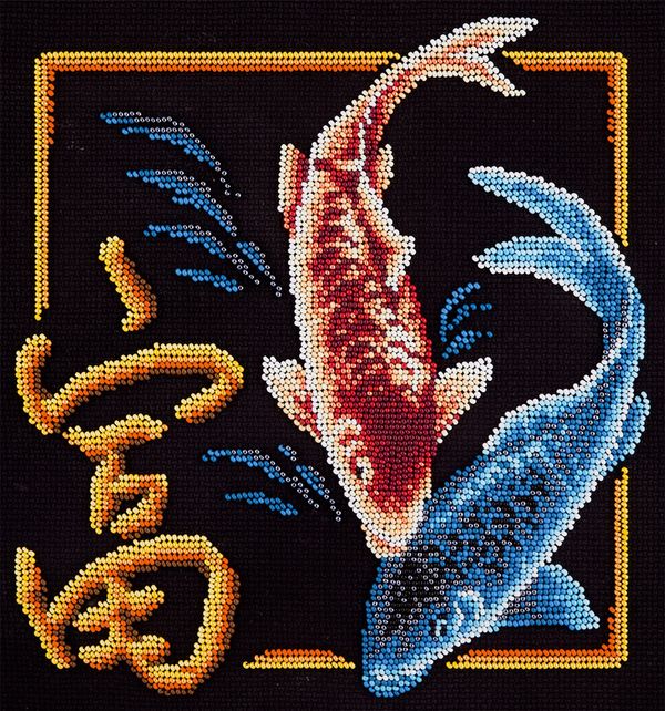 Набор для вышивания бисером Panna, Иероглиф Богатство, 24х25 см