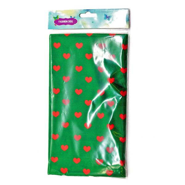 Мех коротковорсовый 1,5мм с принтом сердечки, 47*47см (±2см), 100% п/э (зеленый/красный) 29492