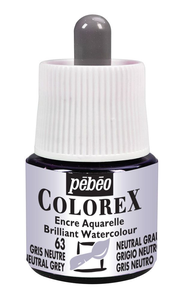 Краска акварель акварельные чернила Colorex 45 мл, 341-063 нейтральный серый, Pebeo
