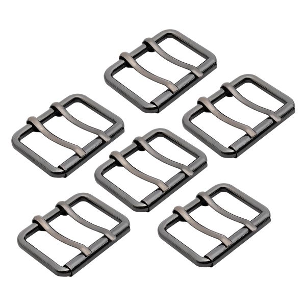 Пряжка прямоугольная 45 мм, с двумя язычками, металл (Pewter олово (черный никель)), МТ_1864, 6 шт