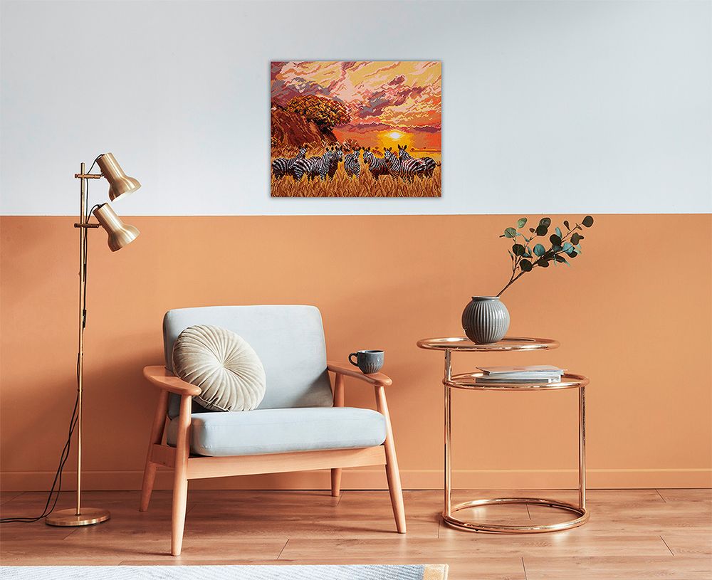 Алмазная (кристальная) мозаика Фрея ALPD-250, на подрамнике Зебры, 50х40 см