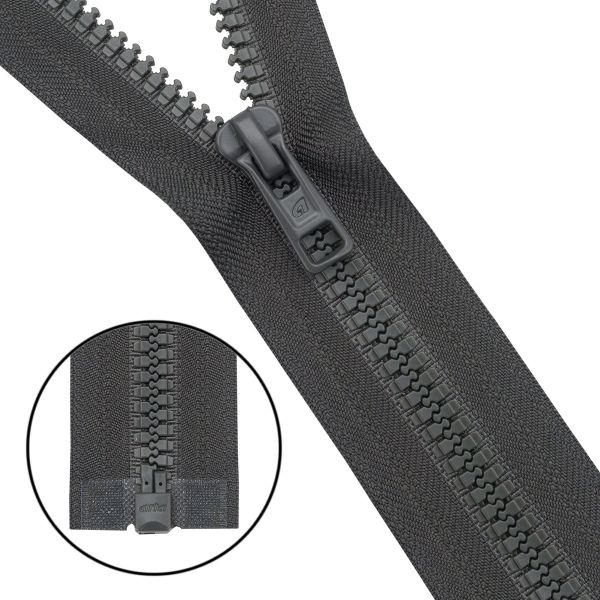 Молния трактор Arta Т6 (6 мм) 1 зам., разъем., 40 см, (2076), A315 графит, НОВЫЙ МАТОВЫЙ ЗАМОК, уп.5 штук