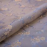 Ткань подкладочная (таффета) с рисунком 96 г/м², 100х145 см, 045 голубой с золотыми цветами, Gamma JTR