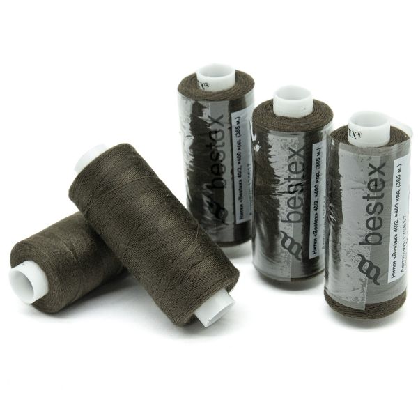 Нитки швейные бытовые Bestex 40/2, 365 м (400 ярд) / 10 кат., 146 темно-коричневый