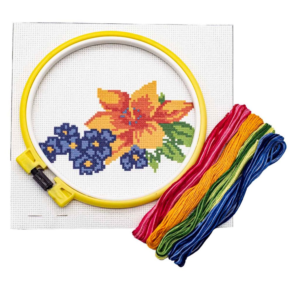 Набор для вышивания нитками Hobby&Pro Kids, Букетик 19х19см