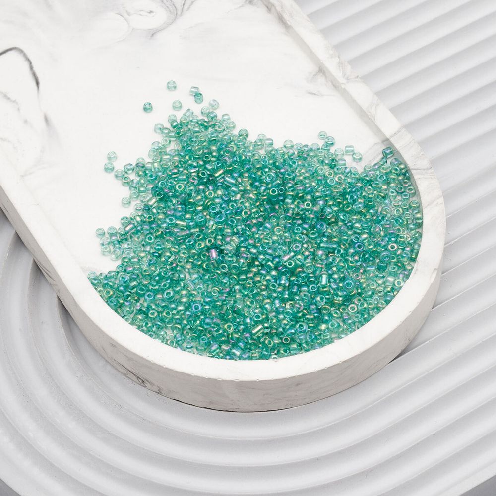 Бисер Astra&Craft 11/0 (2.1 мм), 200 г (10х20 г), цв. 180А св. бирюзовый/прозрачный радужный